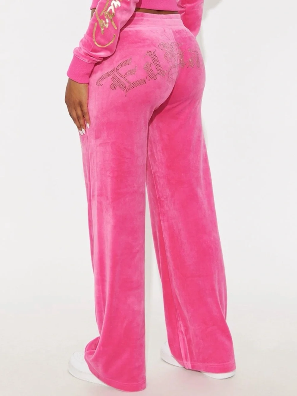 Ed Hardy - Velour Wide-Leg Sweatpants with Gold Rhinestones 💖 - Picture 2 of 4